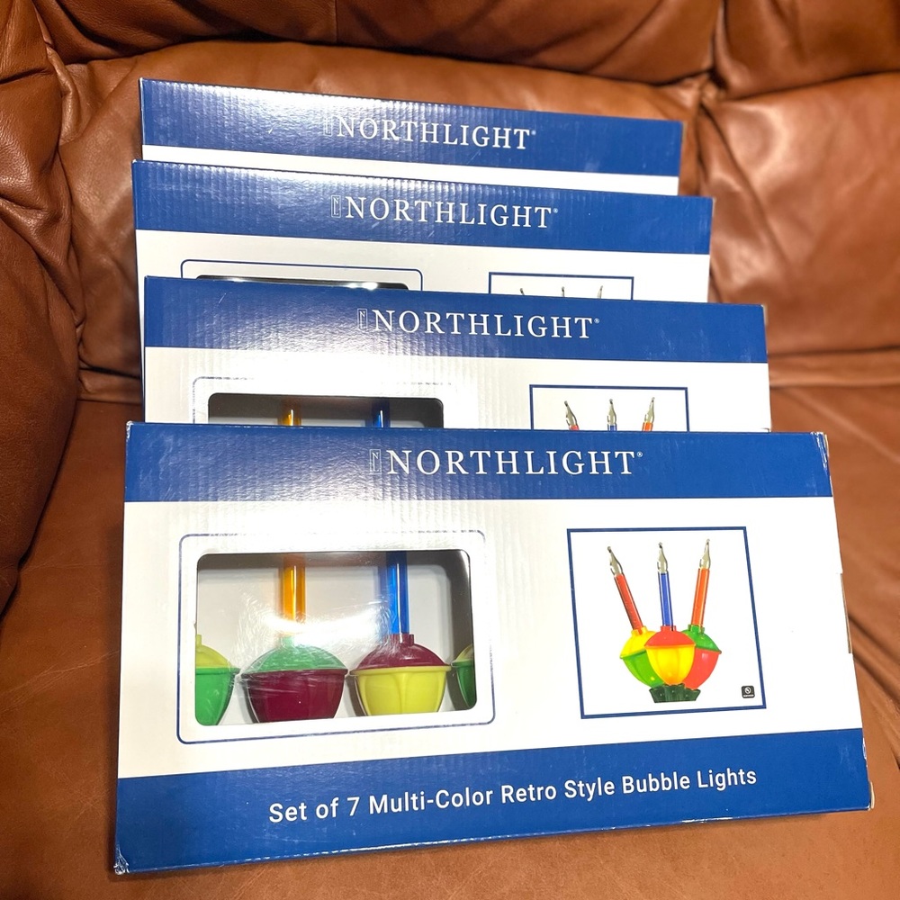 Set of 4 Northlight Retro Style Multicolored Bubble Lights 7 in each box. NIB